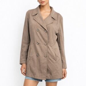 Esprit Taupe Double Breasted Trench Coat Minimalist Classic Outerwear Womens M